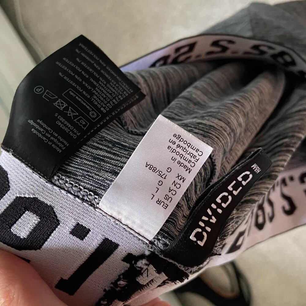 H&M Light Grey Leggings with Number Print Waistband sz L - Picture 2 of 4